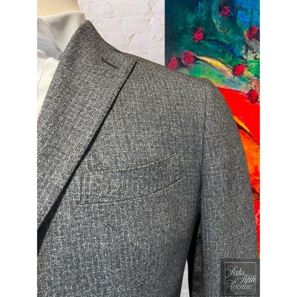 Saks Italy 42R Unstructured Blue Gray Freely Lanificio Comero Sport Coat Jacket - Picture 3 of 15